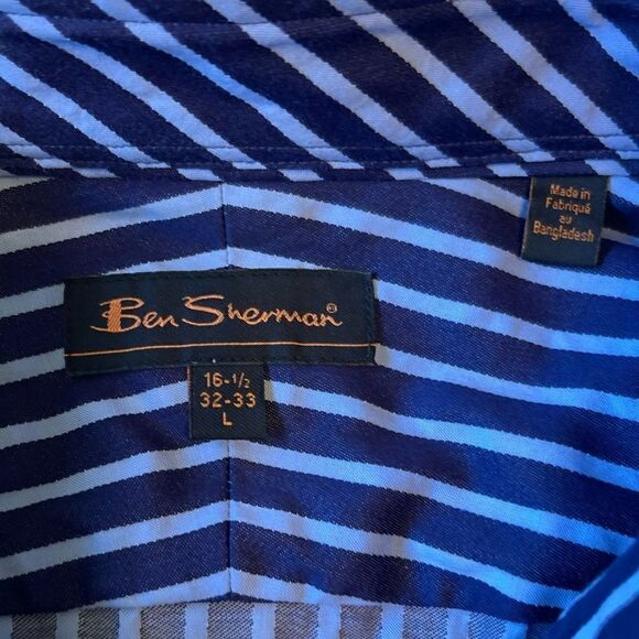 BEN SHERMAN Blue Stripes Dress Shirt.Size 16 1/2 - Picture 4 of 9